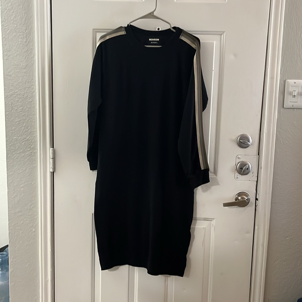 Monrow mommy striped long sleeve midi dress sz S